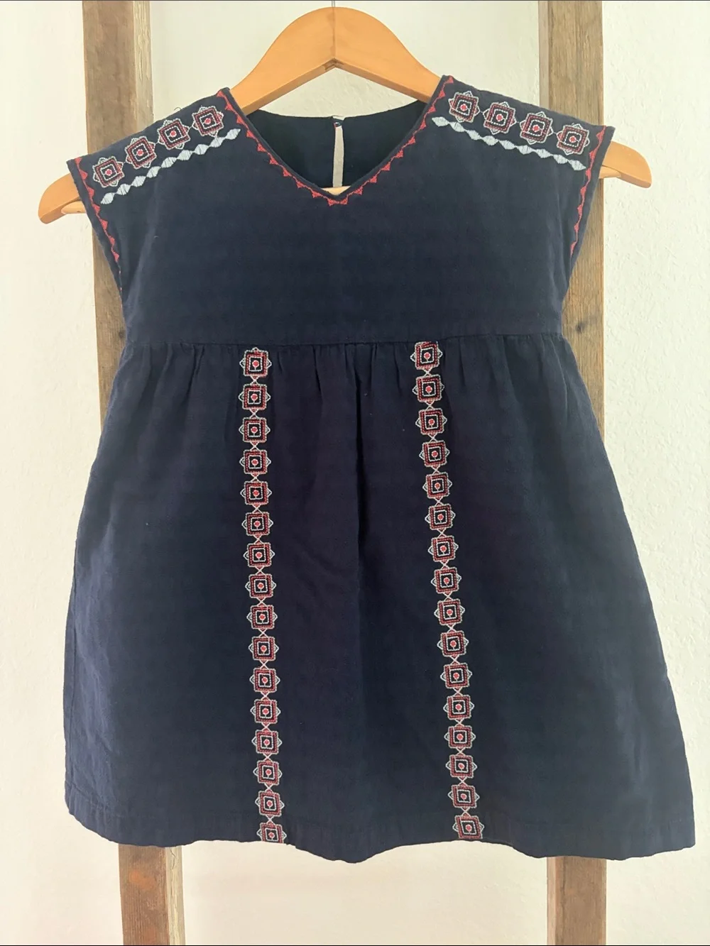 Lucky Brand Girls Navy Embroidered Dress